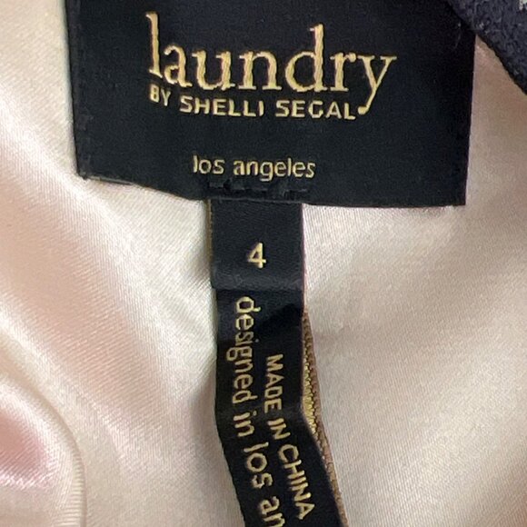 LAUNDRY BY SHELLI SEGAL Lace Illusion Beaded Sleeveless Dress Black Sz 4 EUC - Picture 5 of 6